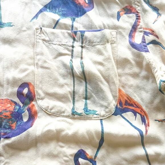 Arizona Jeans flamingo print button down unisex shirt medium - Picture 5 of 10